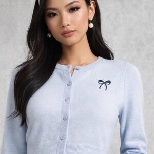Butter Soft Blue Bow Cardigan